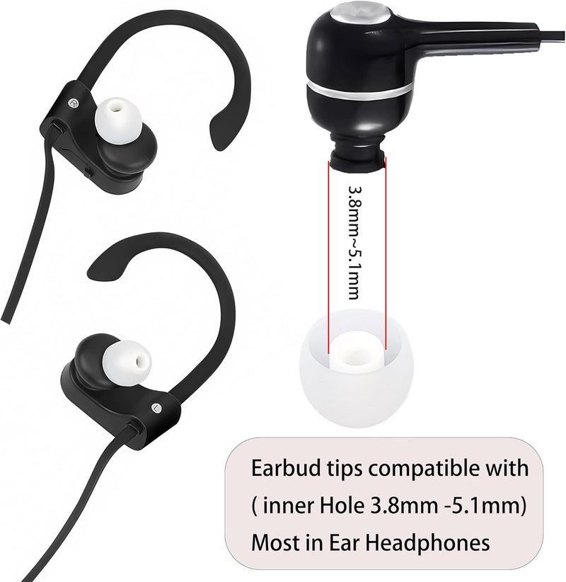 AQIMY رؤوس بديلة لسماعات الأذن من السيليكون تغطي سماعات الأذن تناسب معظم سماعات الأذن داخل الأذن (فتحة داخلية 3.8 مم - 5.1 مم) رؤوس سماعات الأذن 18 زوج S M L - Image 3